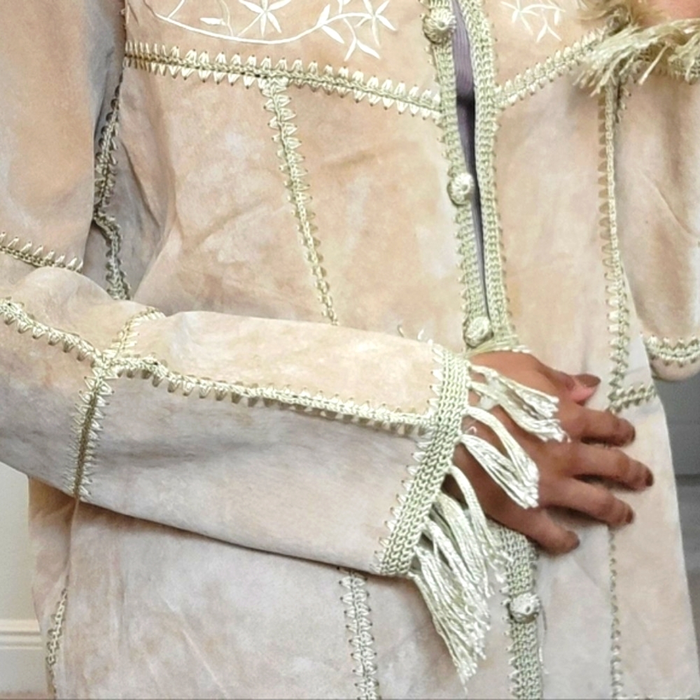 Leather fringe jacket